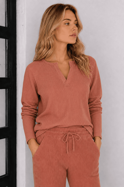 Jules Waffle Knit Organic Cotton V-Neck Pullover - Baby Organic