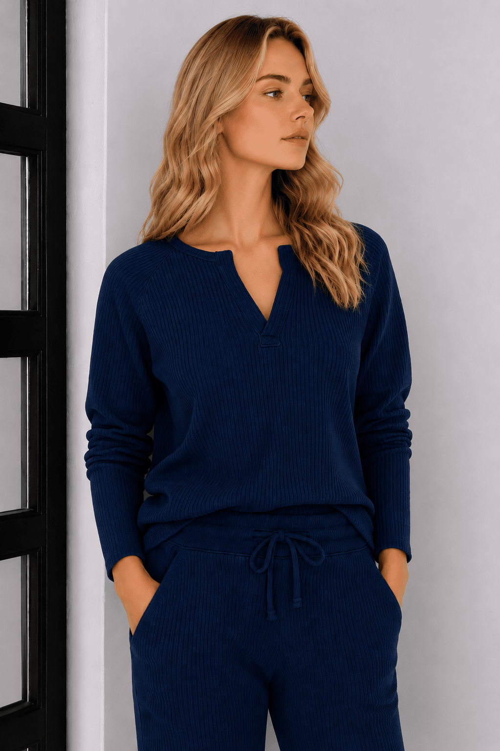 Jules Waffle Knit Organic Cotton V-Neck Pullover - Baby Organic