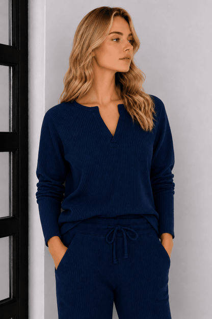 Jules Waffle Knit Organic Cotton V-Neck Pullover - Baby Organic