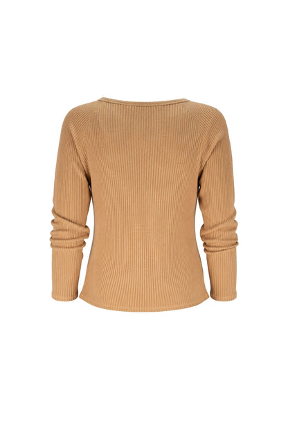Jules Waffle Knit Organic Cotton V-Neck Pullover - Baby Organic