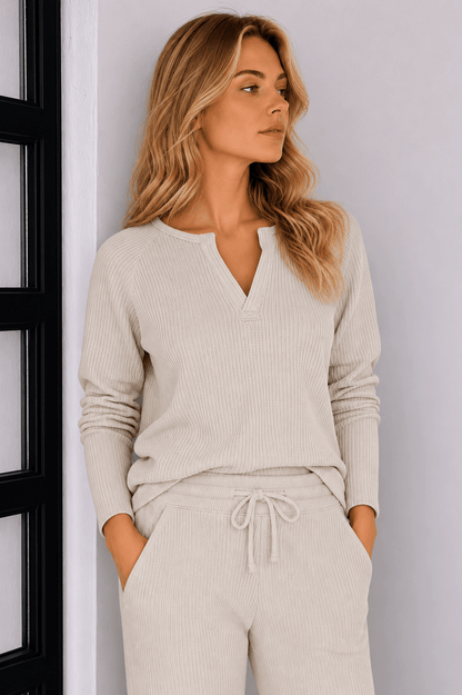 Jules Waffle Knit Organic Cotton V-Neck Pullover - Baby Organic