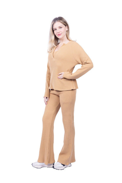 Jules Waffle Knit Organic Cotton V-Neck Pullover - Baby Organic