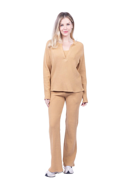 Jules Waffle Knit Organic Cotton V-Neck Pullover - Baby Organic