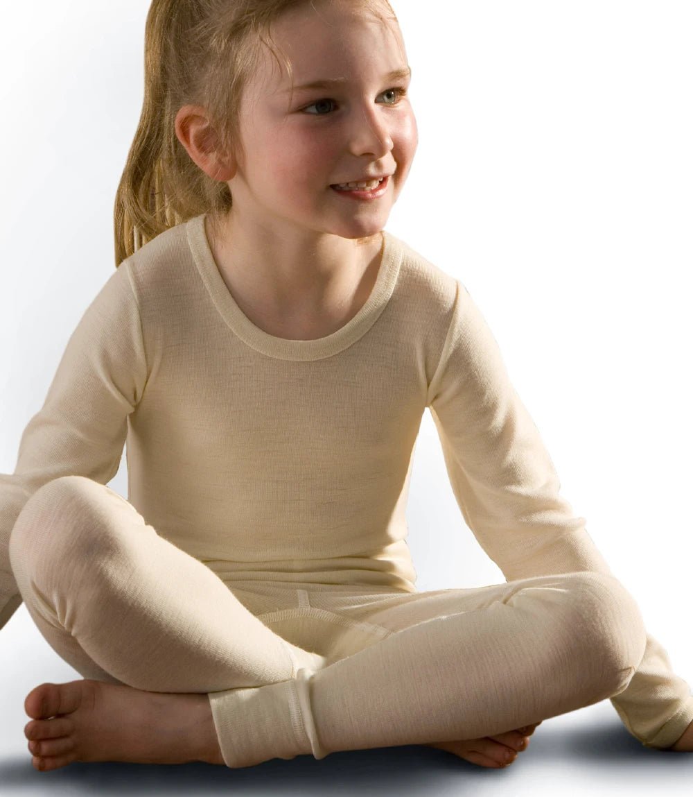 Kids 100% Pure Australian Woolmark Certified Organic Merino Wool Fleece Children Outdoor Sports Underwear Top Shirt Breathable - Baby Organic