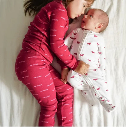Kids' Organic L/Sleeve PJ Set in Be Mine - Baby Organic