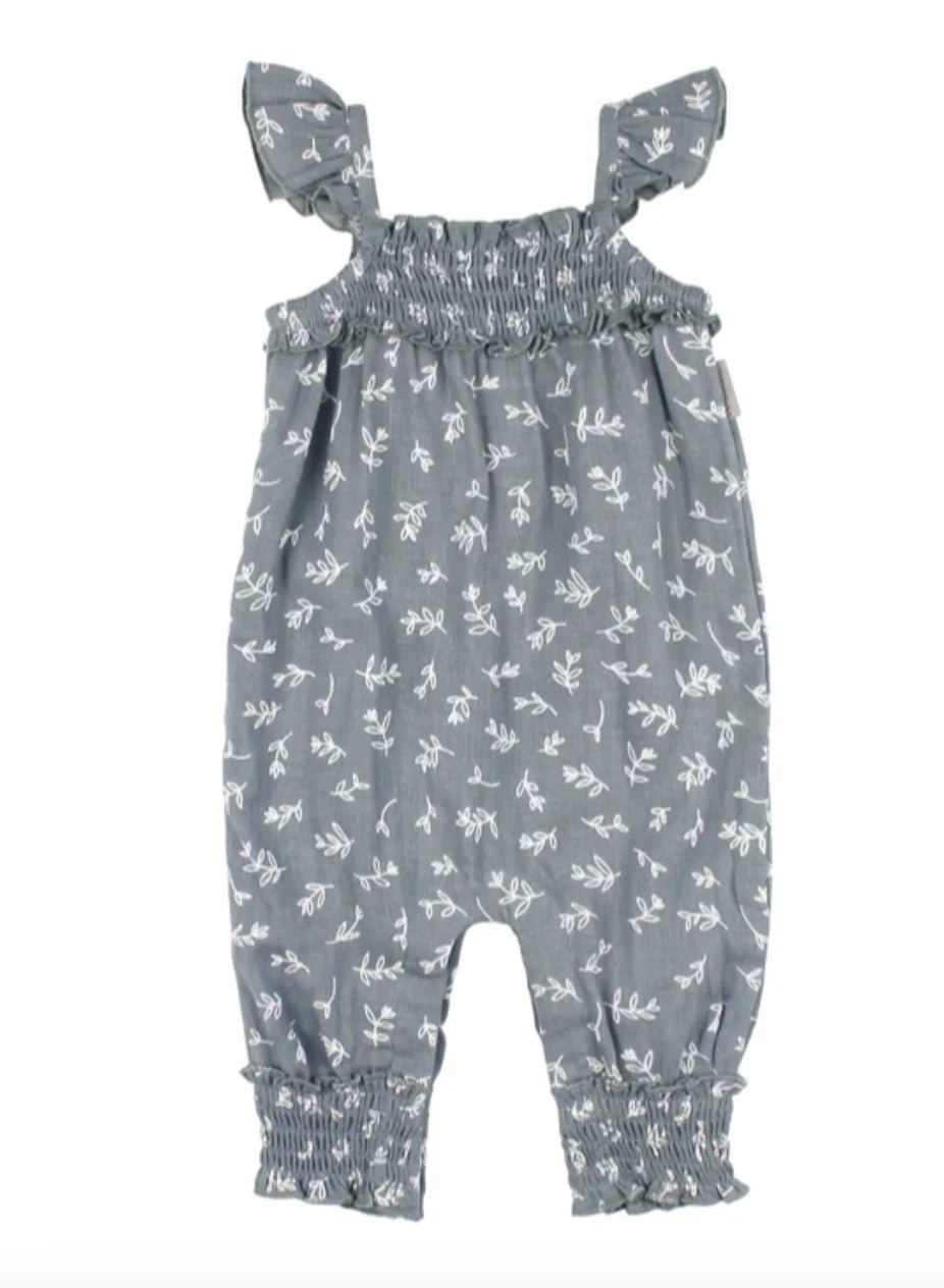 Kids' Organic Muslin Sleeveless Romper in Desert Rose Leaves - Baby Organic