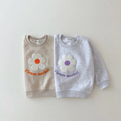 Korea Girls Organic Cotton Flowers Sweatshirt+Pants 2 Pcs/Set Tracksuit Toddler Girl Clothes Set Baby Girls Boutique Outfits Hot - Baby Organic