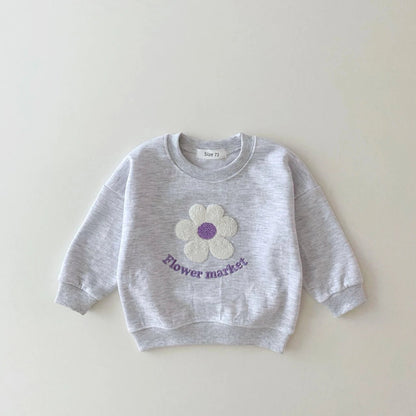 Korea Girls Organic Cotton Flowers Sweatshirt+Pants 2 Pcs/Set Tracksuit Toddler Girl Clothes Set Baby Girls Boutique Outfits Hot - Baby Organic
