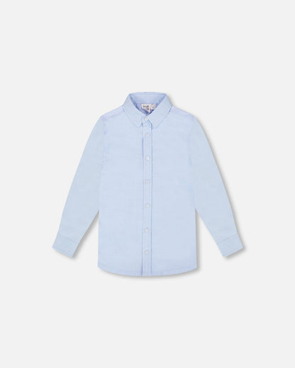 Long Sleeve Button Down Shirt Pale Blue - Baby Organic