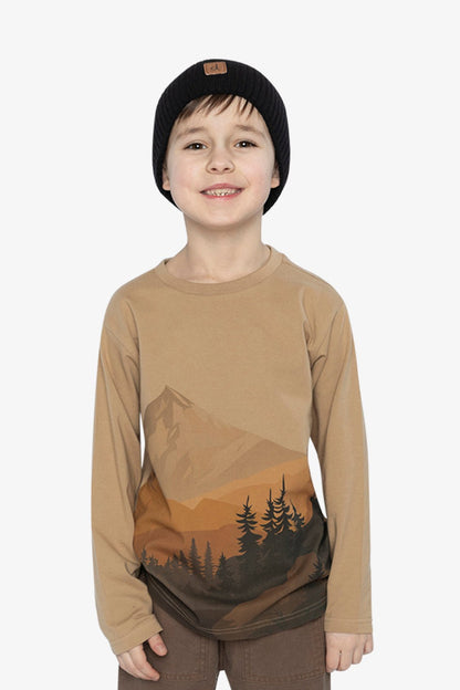 Long Sleeve Organic Cotton T-Shirt Beige - Baby Organic