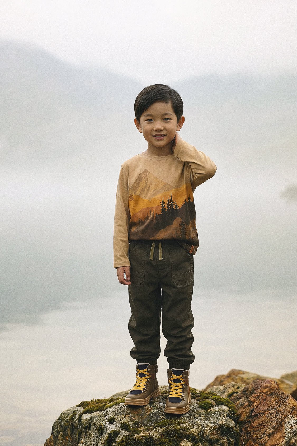 Long Sleeve Organic Cotton T-Shirt Beige - Baby Organic