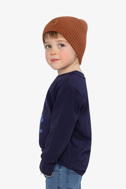 Long Sleeve Organic Cotton T-Shirt Dark Blue And Orange - Baby Organic
