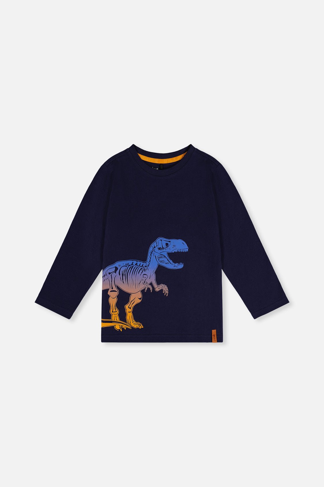 Long Sleeve Organic Cotton T-Shirt Dark Blue And Orange - Baby Organic