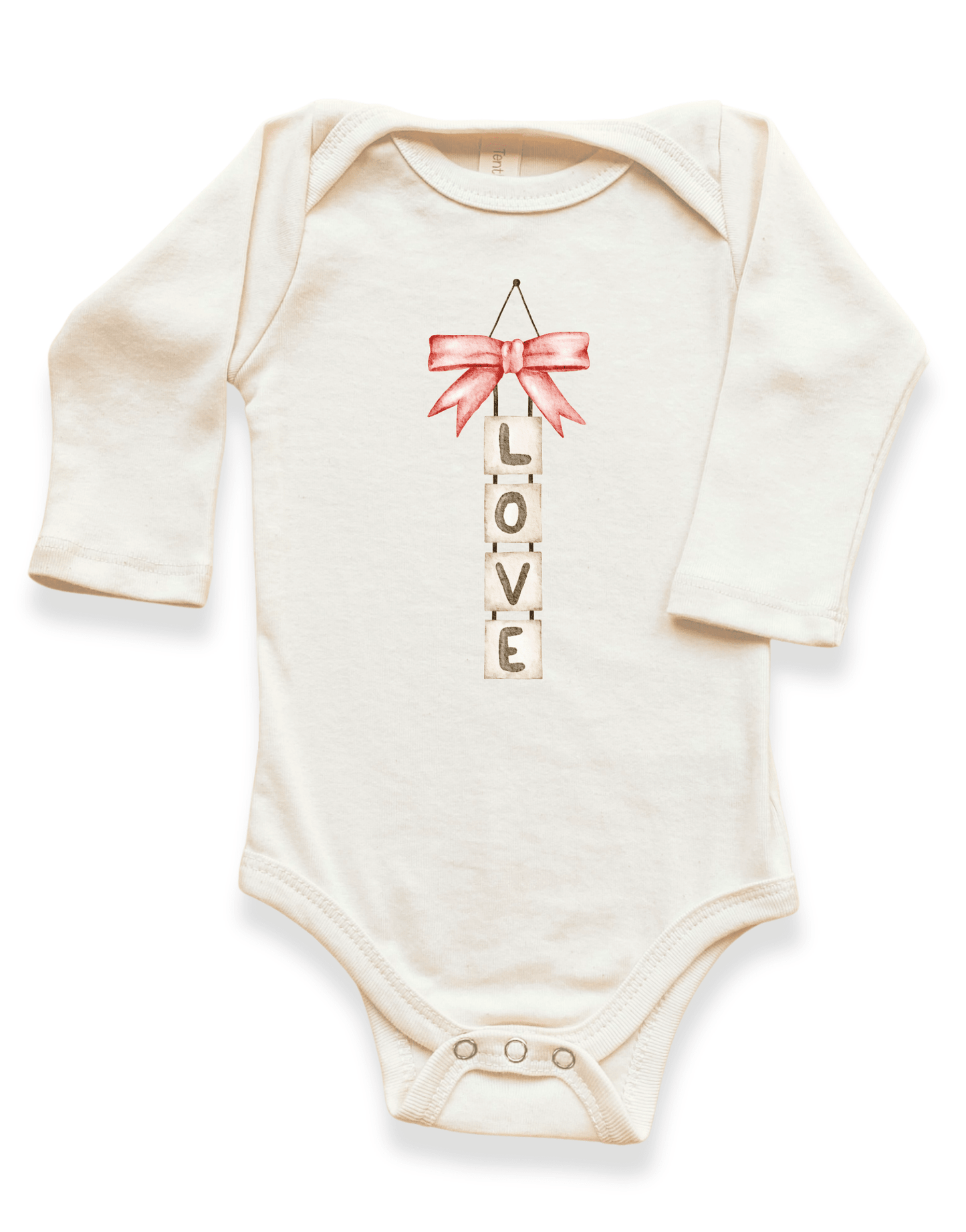 Love Blocks Organic Baby Bow  Bodysuit Long Sleeve - Baby Organic