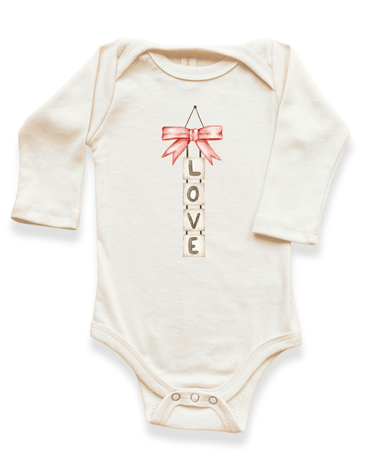Love Blocks Organic Baby Bow  Bodysuit Long Sleeve - Baby Organic