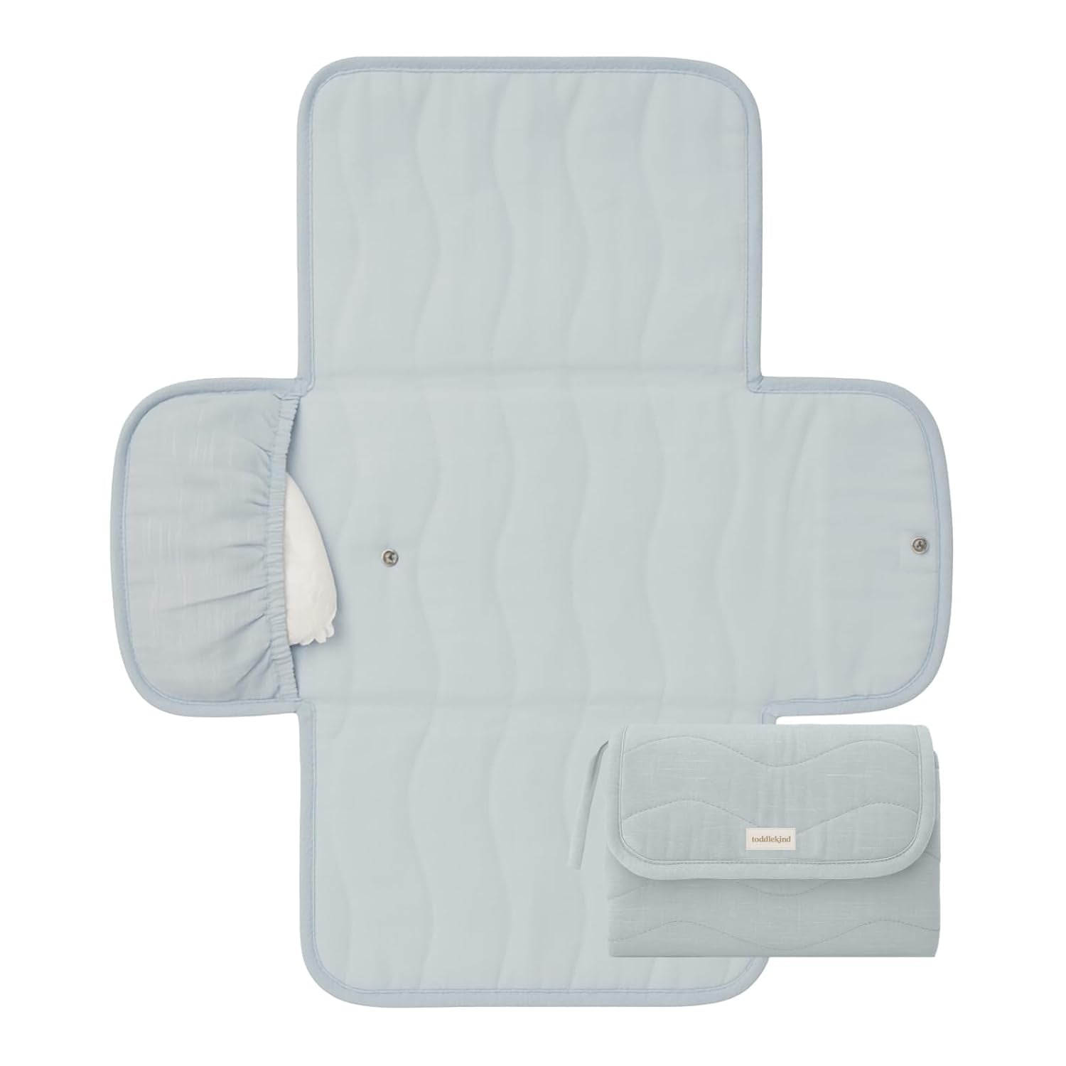 Mini Maven Portable Changing Pad – Travel Diaper Clutch for Babies, Organic Cotton & Water-Resistant, Compact Foldable Diaper Changing Mat with Pocket (Blue) - Baby Organic