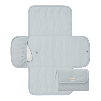 Mini Maven Portable Changing Pad – Travel Diaper Clutch for Babies, Organic Cotton & Water-Resistant, Compact Foldable Diaper Changing Mat with Pocket (Blue) - Baby Organic