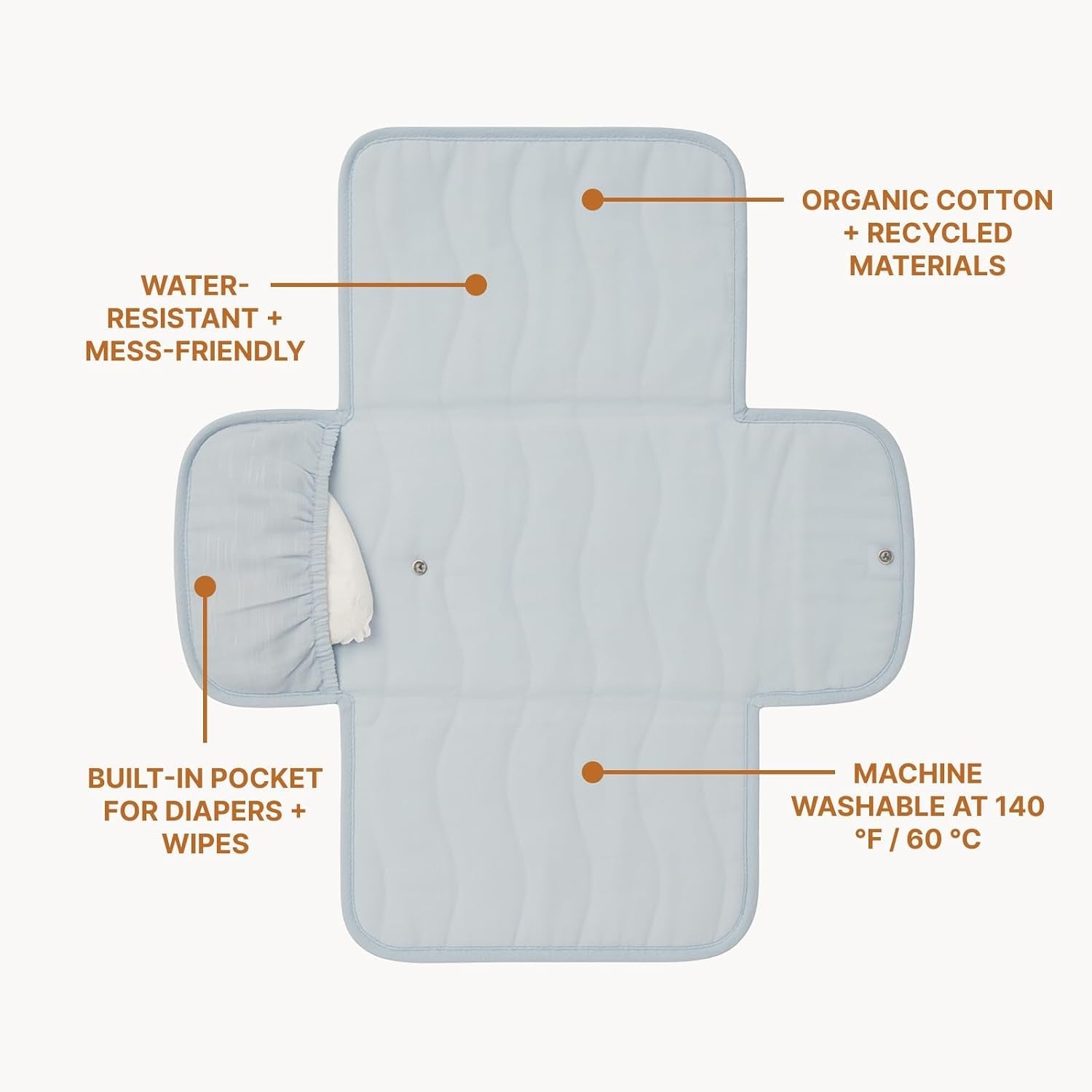 Mini Maven Portable Changing Pad – Travel Diaper Clutch for Babies, Organic Cotton & Water-Resistant, Compact Foldable Diaper Changing Mat with Pocket (Blue) - Baby Organic