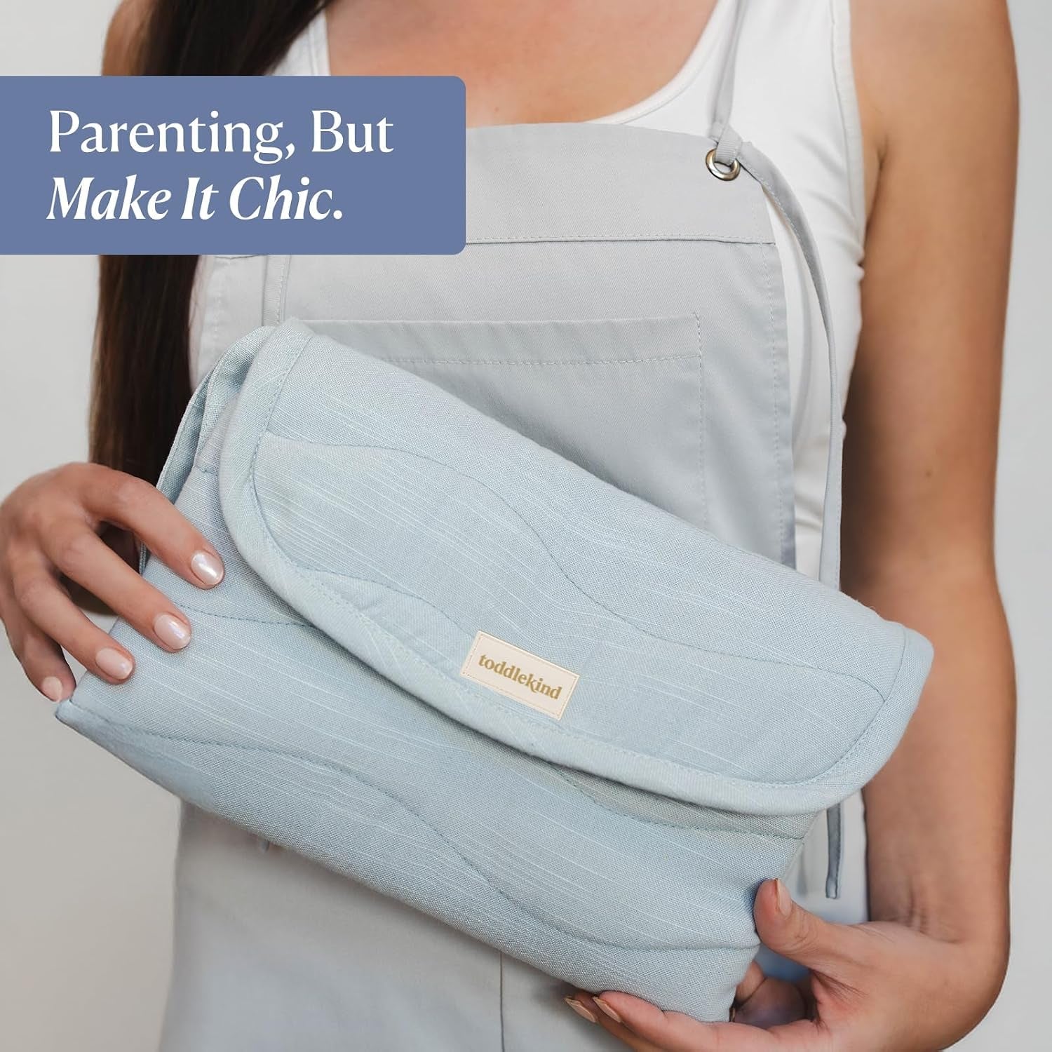 Mini Maven Portable Changing Pad – Travel Diaper Clutch for Babies, Organic Cotton & Water-Resistant, Compact Foldable Diaper Changing Mat with Pocket (Blue) - Baby Organic