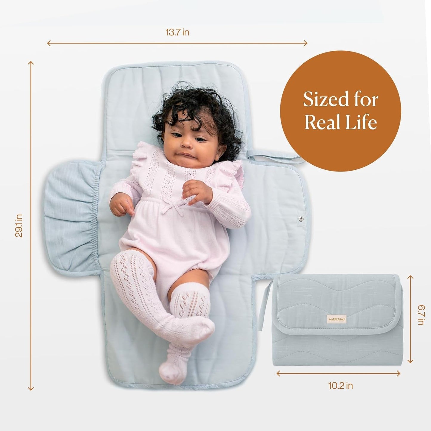 Mini Maven Portable Changing Pad – Travel Diaper Clutch for Babies, Organic Cotton & Water-Resistant, Compact Foldable Diaper Changing Mat with Pocket (Blue) - Baby Organic