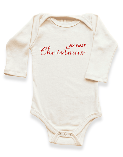 My First Christmas Organic Baby Bodysuit Long Sleeve - Baby Organic