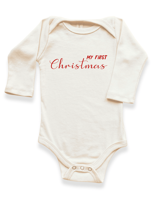 My First Christmas Organic Baby Bodysuit Long Sleeve - Baby Organic