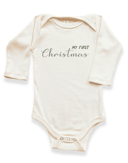 My First Christmas Organic Baby Bodysuit Long Sleeve - Baby Organic