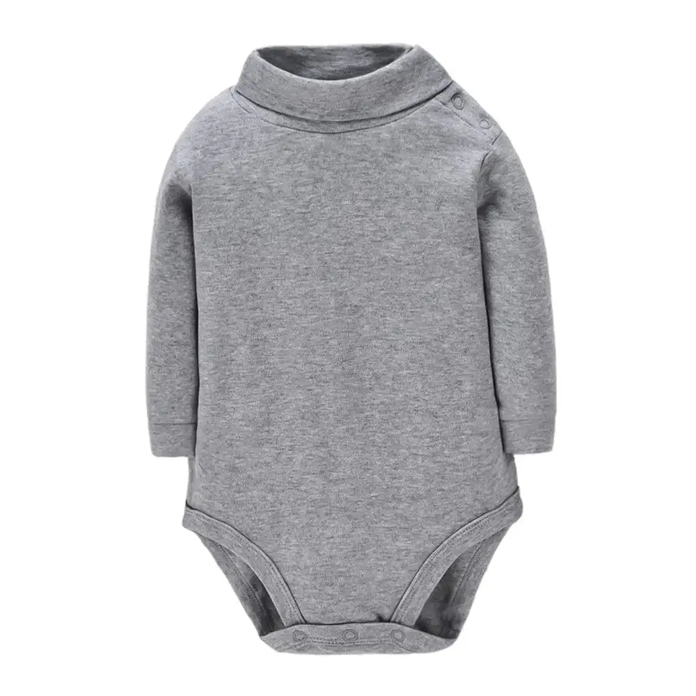 Newborn Baby Girls Long-Sleeve Cotton High-Necked Bodysuit 9-24M Winter Autumn Solid Onesie Color Jumpsuit Onesies Girl Playsuit - Baby Organic