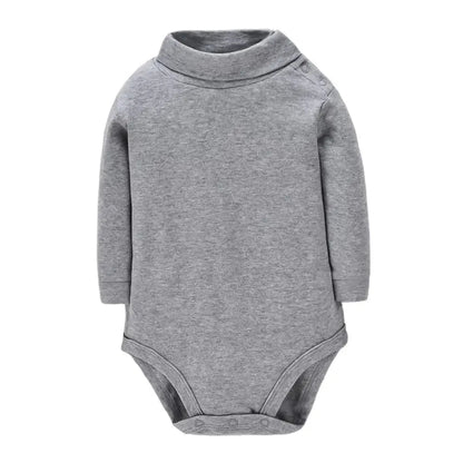 Newborn Baby Girls Long-Sleeve Cotton High-Necked Bodysuit 9-24M Winter Autumn Solid Onesie Color Jumpsuit Onesies Girl Playsuit - Baby Organic