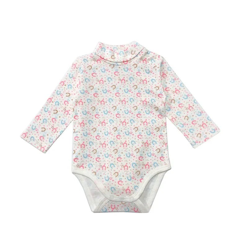Newborn Baby Girls Long-Sleeve Cotton High-Necked Bodysuit 9-24M Winter Autumn Solid Onesie Color Jumpsuit Onesies Girl Playsuit - Baby Organic