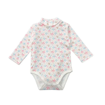 Newborn Baby Girls Long-Sleeve Cotton High-Necked Bodysuit 9-24M Winter Autumn Solid Onesie Color Jumpsuit Onesies Girl Playsuit - Baby Organic
