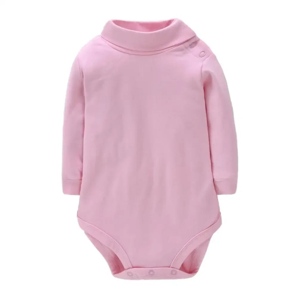 Newborn Baby Girls Long-Sleeve Cotton High-Necked Bodysuit 9-24M Winter Autumn Solid Onesie Color Jumpsuit Onesies Girl Playsuit - Baby Organic