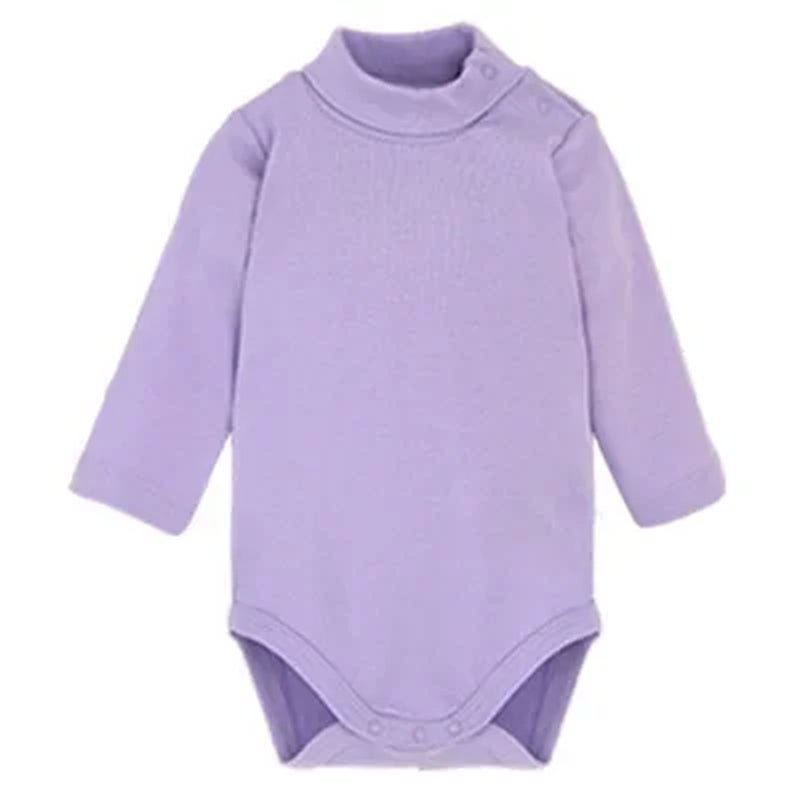 Newborn Baby Girls Long-Sleeve Cotton High-Necked Bodysuit 9-24M Winter Autumn Solid Onesie Color Jumpsuit Onesies Girl Playsuit - Baby Organic