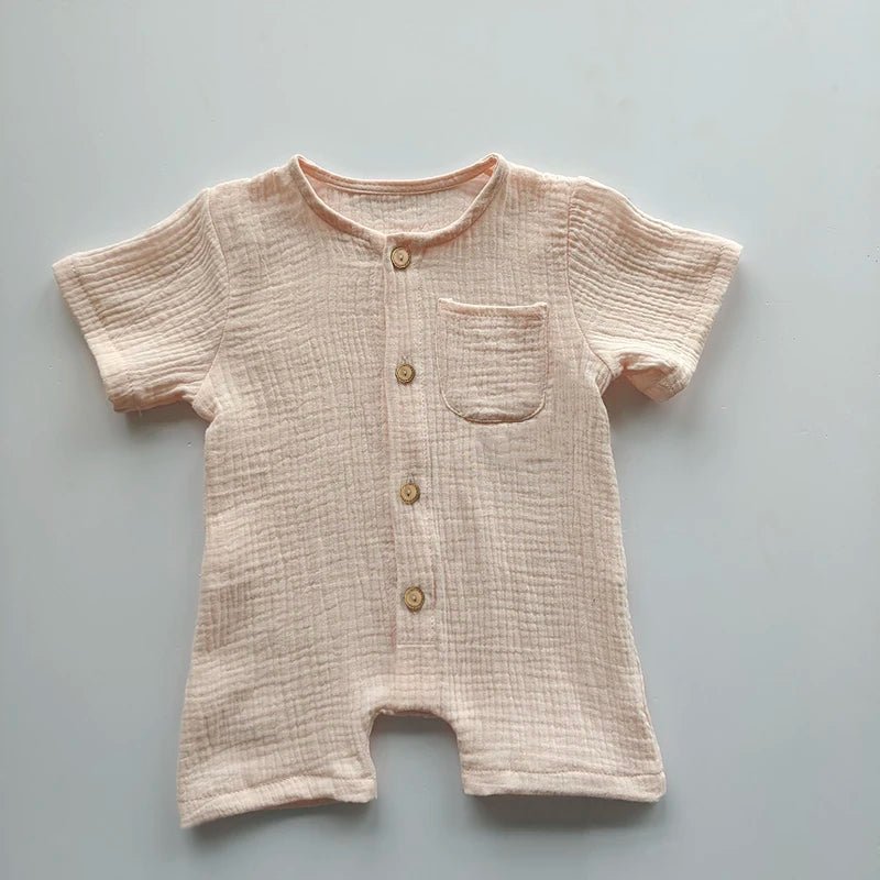 Newborn Baby Unisex Short Sleeves Romper Organic Cotton Crew Neck Navy Romper Bodysuit Unisex One-Piece Summer Romper Clothes - Baby Organic