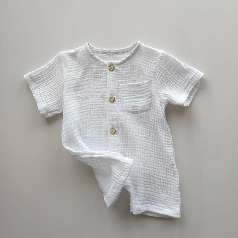 Newborn Baby Unisex Short Sleeves Romper Organic Cotton Crew Neck Navy Romper Bodysuit Unisex One-Piece Summer Romper Clothes - Baby Organic