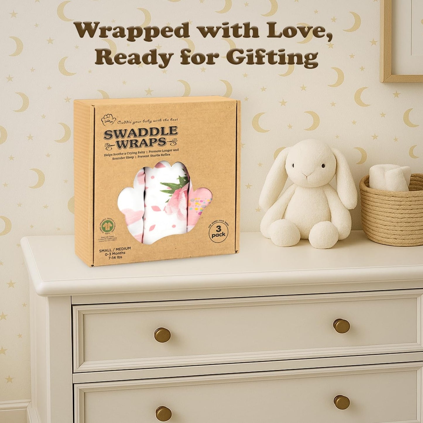 Newborn Swaddle Blanket for 0-3 Month, Swaddles for Newborns Baby Girls Boys, 100% Organic Cotton Nursery Swaddling Blankets, Adjustable Sleep Sack for Babies (3-Pack) - Baby Organic