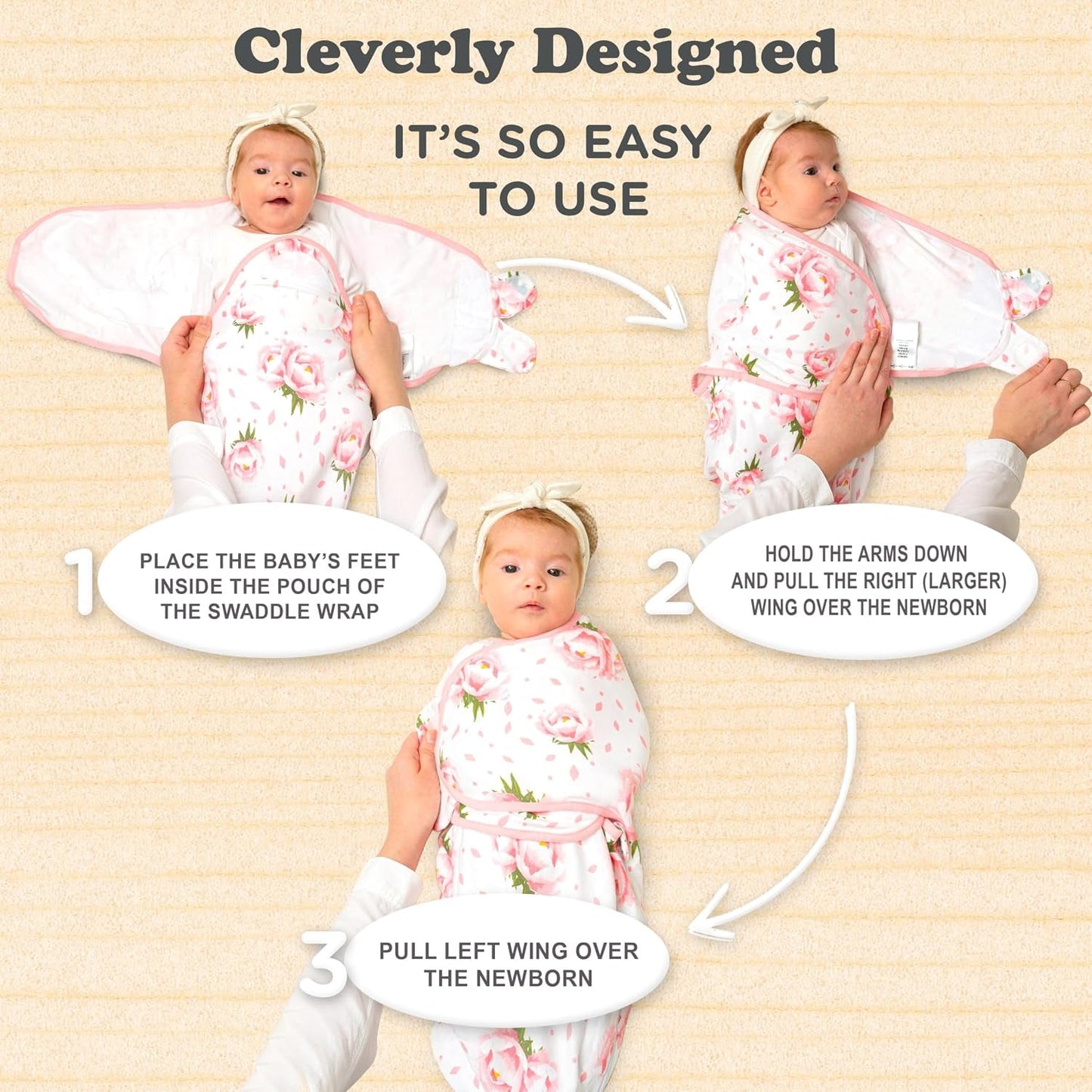 Newborn Swaddle Blanket for 0-3 Month, Swaddles for Newborns Baby Girls Boys, 100% Organic Cotton Nursery Swaddling Blankets, Adjustable Sleep Sack for Babies (3-Pack) - Baby Organic