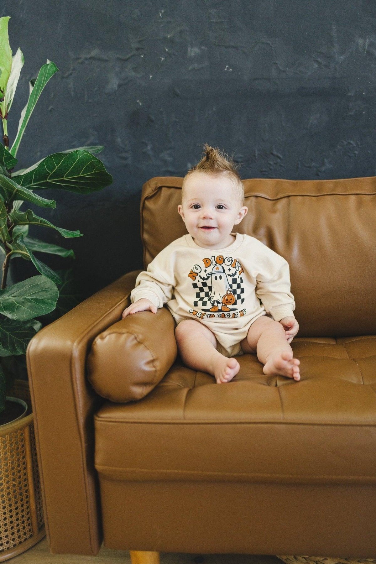 No Diggity Bout to Bag It Up Organic Cotton Sweatshirt Romper - Baby Organic