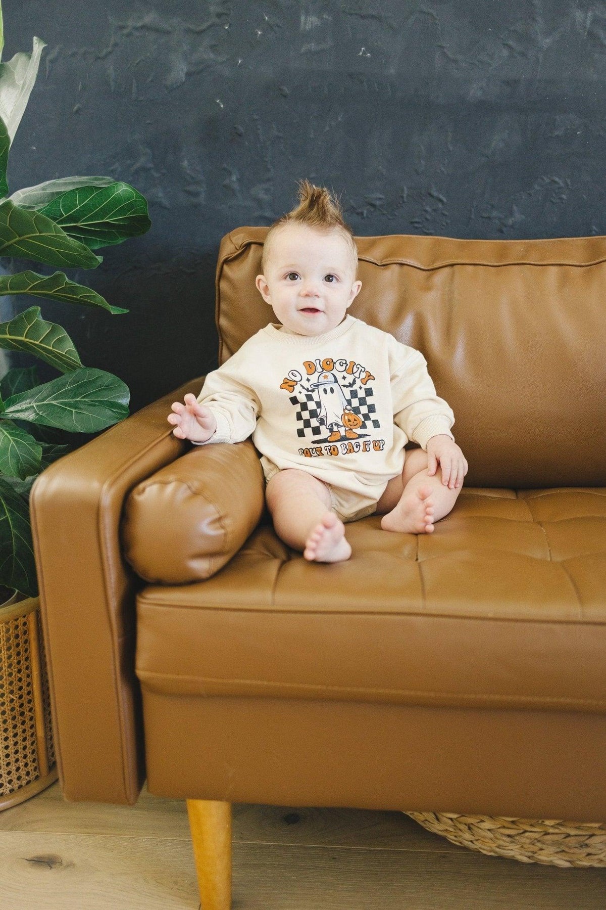 No Diggity Bout to Bag It Up Organic Cotton Sweatshirt Romper - Baby Organic