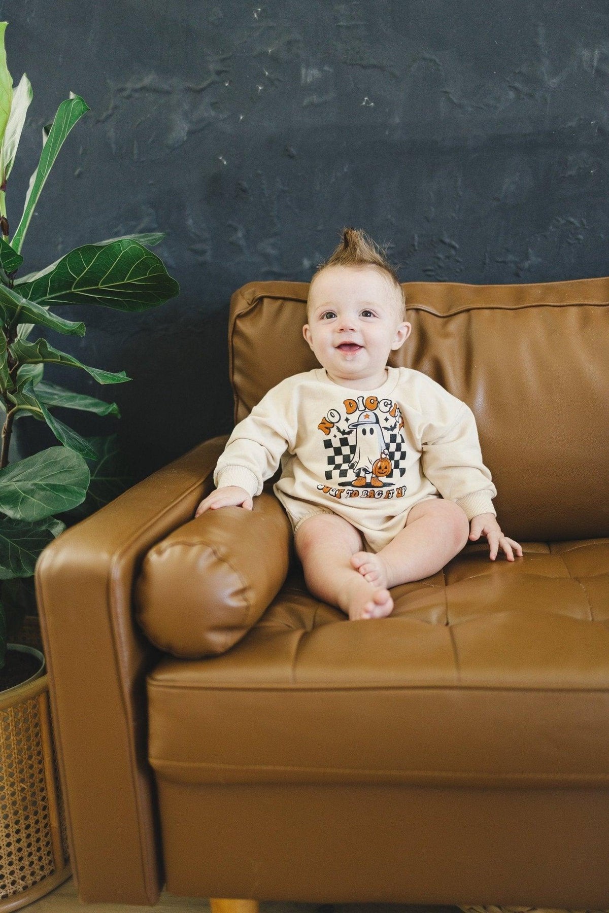 No Diggity Bout to Bag It Up Organic Cotton Sweatshirt Romper - Baby Organic