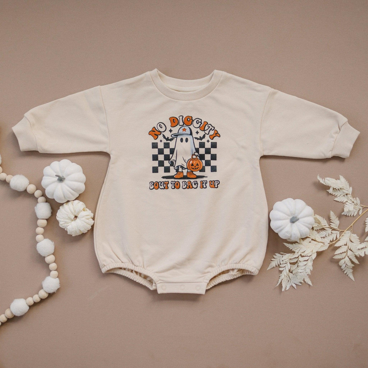 No Diggity Bout to Bag It Up Organic Cotton Sweatshirt Romper - Baby Organic