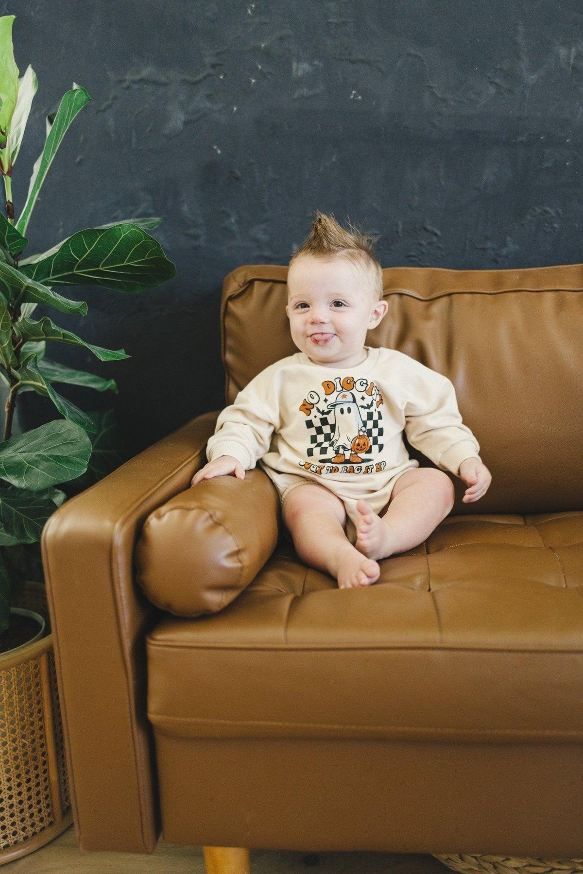 No Diggity Bout to Bag It Up Organic Cotton Sweatshirt Romper - Baby Organic