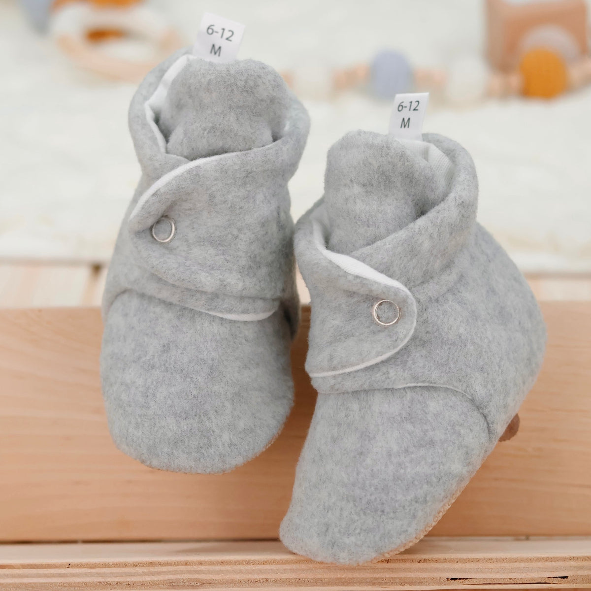 Organic Baby Booties, Newborn Booties Basic, Gray - Baby Organic