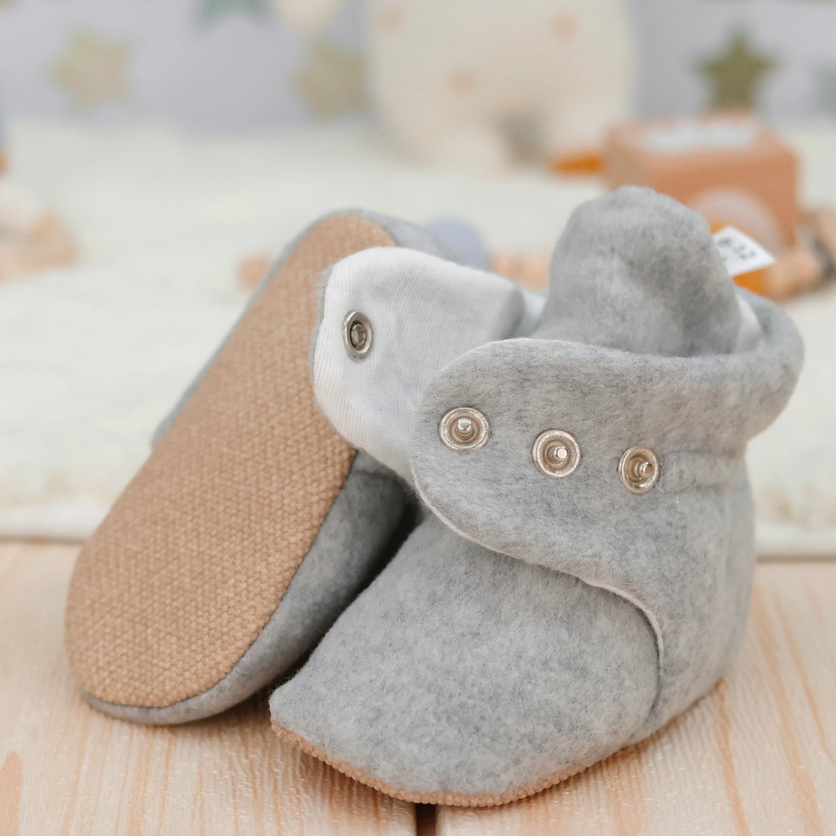 Organic Baby Booties, Newborn Booties Basic, Gray - Baby Organic