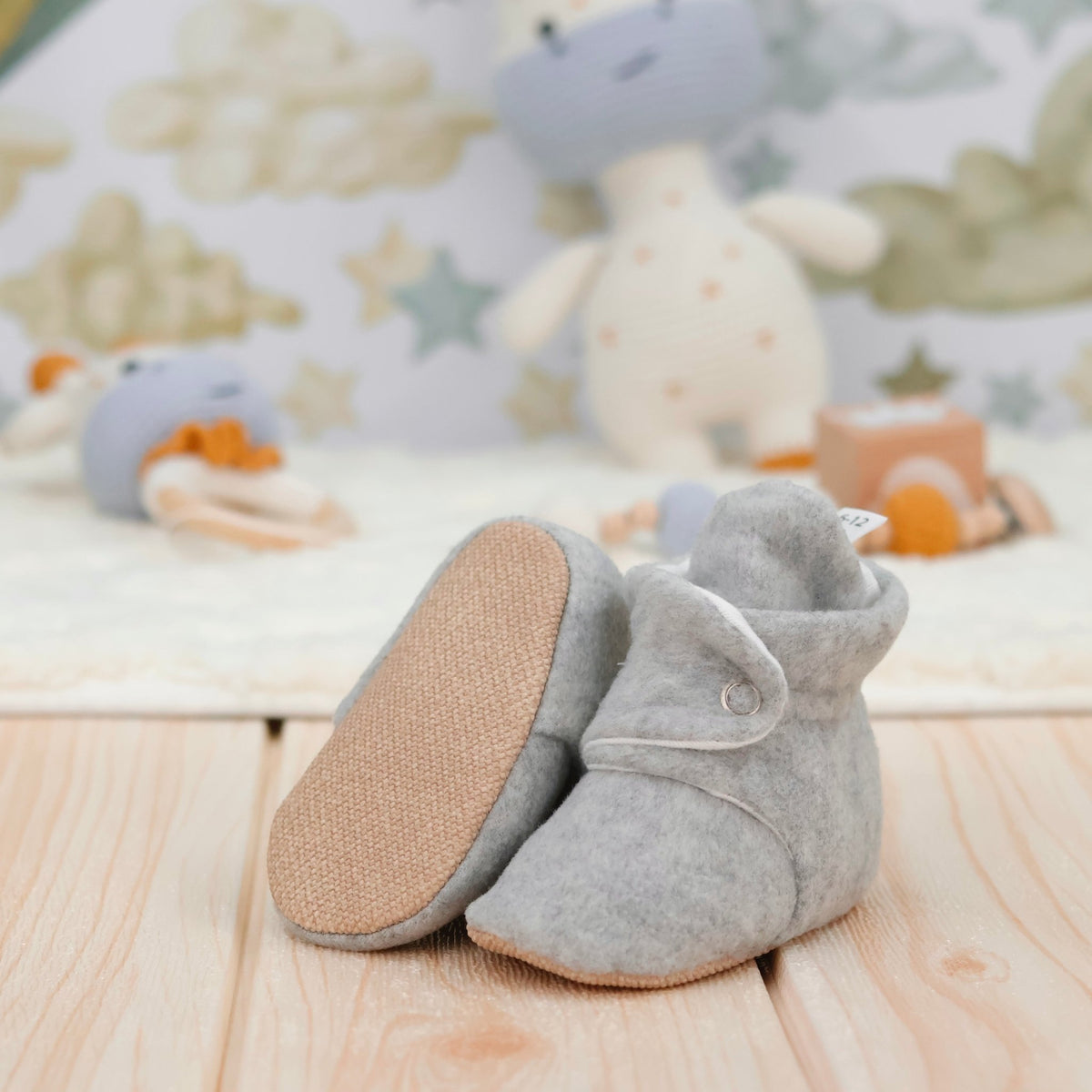 Organic Baby Booties, Newborn Booties Basic, Gray - Baby Organic