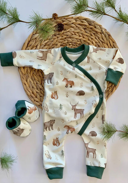 Organic Baby Clothing/Gender Neutral Baby Outfit/Baby Forest Animals/Baby Boy/Baby Girl/Baby Gift/Premie-24 Months/Made in USA - Baby Organic