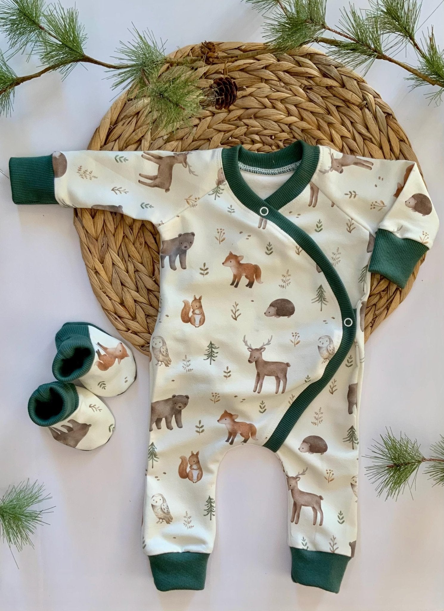 Organic Baby Clothing/Gender Neutral Baby Outfit/Baby Forest Animals/Baby Boy/Baby Girl/Baby Gift/Premie-24 Months/Made in USA - Baby Organic