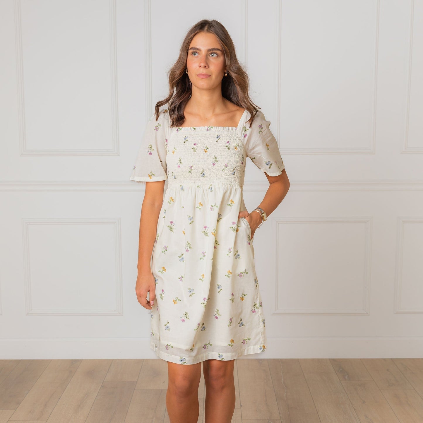 Organic Bell Sleeve Smocked Dress comfortable organic cotton special occasion dress
