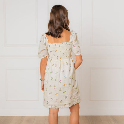 Organic Bell Sleeve Smocked Dress breathable cotton dress with bell sleeves