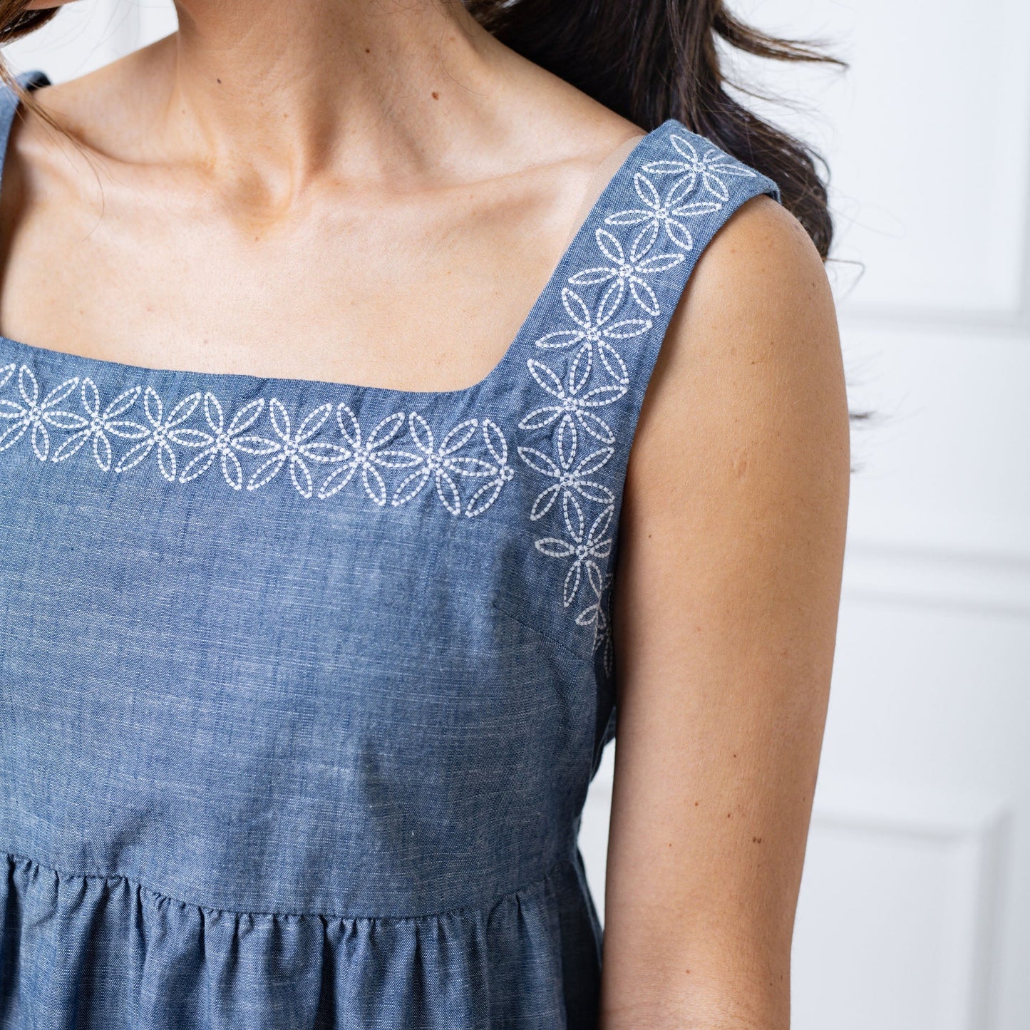 Organic Chambray Dress with Embroidery - Baby Organic